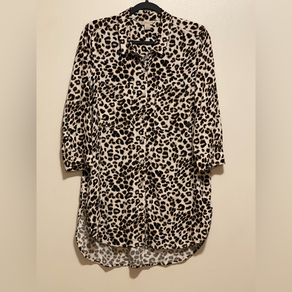KC Khakis & Co. Leopard Print Button-Up Shirt dress